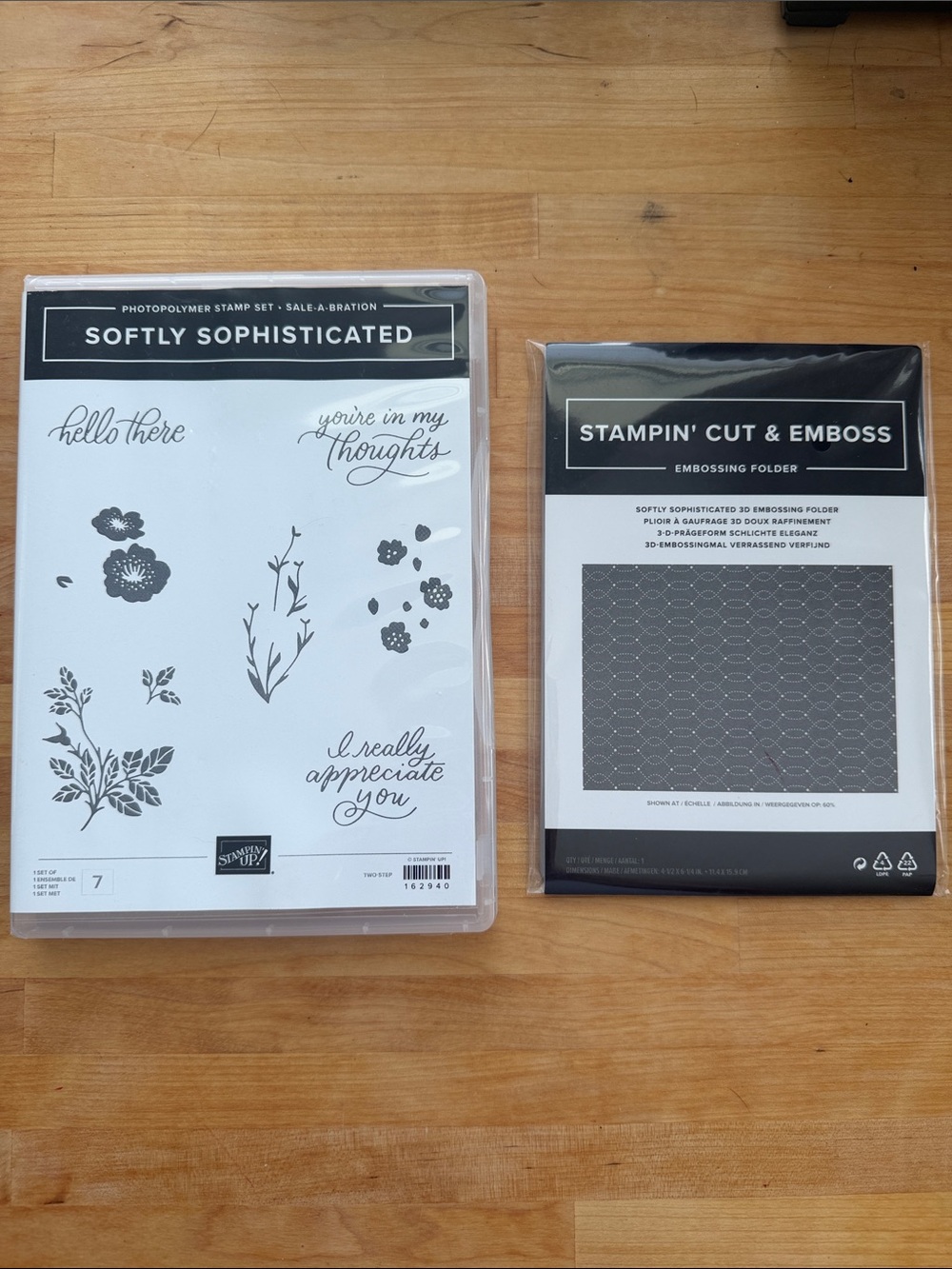 Retired Stampin' Up! Softly Sophisticated Stamp Set & Embossing Folder -NEW